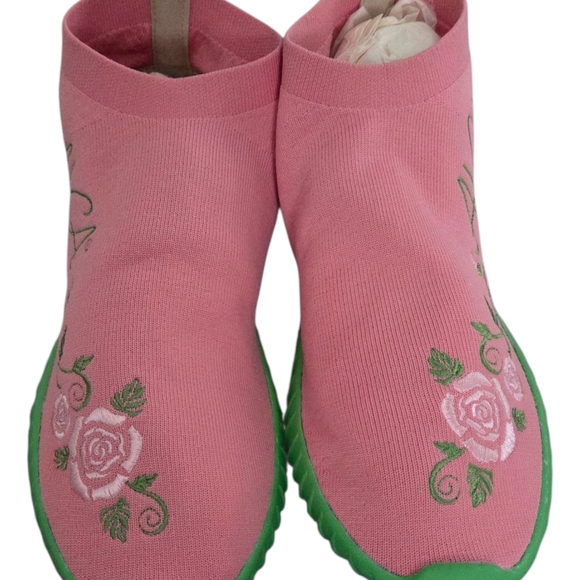Floral Pink and Green Athletic Shoes - Picture 1 of 5